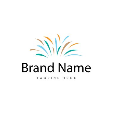 Havai fişek Logosu, Basit Çizgi Model Tasarımı Yeni Yıl Kutlama Günü İllüstrasyonu, Şablon Vektörü