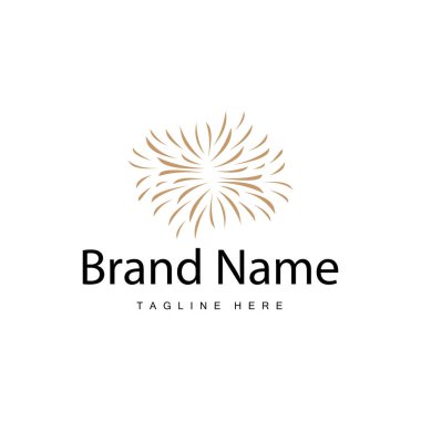 Havai fişek Logosu, Basit Çizgi Model Tasarımı Yeni Yıl Kutlama Günü İllüstrasyonu, Şablon Vektörü