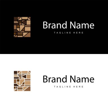 Ev Seramik Dekorasyonu için Yer Logosu Tasarımı Minimalist Soyut Şekiller, Vektör Templet İllüstrasyonu