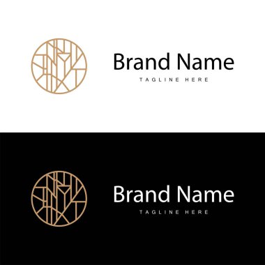 Ev Seramik Dekorasyonu için Yer Logosu Tasarımı Minimalist Soyut Şekiller, Vektör Templet İllüstrasyonu