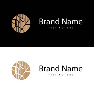 Ev Seramik Dekorasyonu için Yer Logosu Tasarımı Minimalist Soyut Şekiller, Vektör Templet İllüstrasyonu