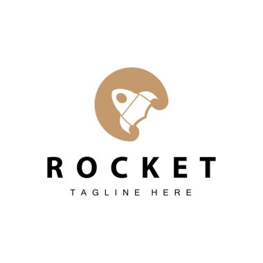 Roket logosu basit tasarım silueti marka uzay aracı minimalist çizim şablonu