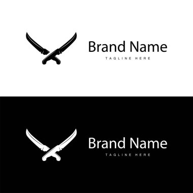 Basit tasarım kesme aracı logo bıçak illüstrasyon şablonu marka ürün sembolü pişirme ve şef