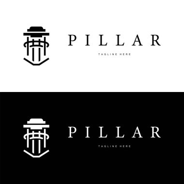 sütun sütun logosu tasarımı ürün markası için basit tasarım retro vintage siluet