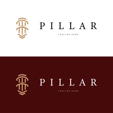 sütun sütun logosu tasarımı ürün markası için basit tasarım retro vintage siluet
