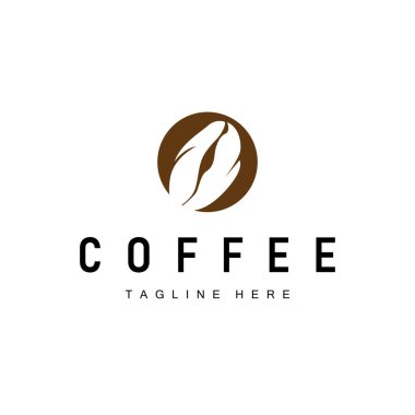 Kahve Fasulyesi Logosu Kafe Tasarımı Basit Minimalist Vektör İçeceği İllüstrasyon Sembol Simgesi Simgesi Şablonu
