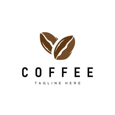 Kahve Fasulyesi Logosu Kafe Tasarımı Basit Minimalist Vektör İçeceği İllüstrasyon Sembol Simgesi Simgesi Şablonu