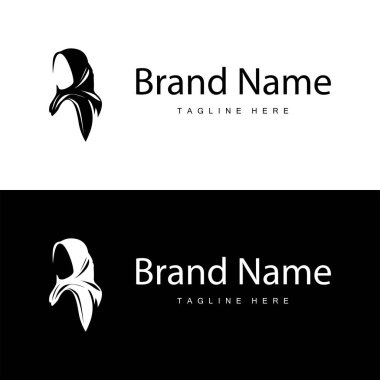 Basit Müslüman giyim tesettürü logosu tasarımı minimalist siyah siluet