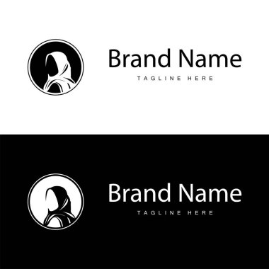 Basit Müslüman giyim tesettürü logosu tasarımı minimalist siyah siluet
