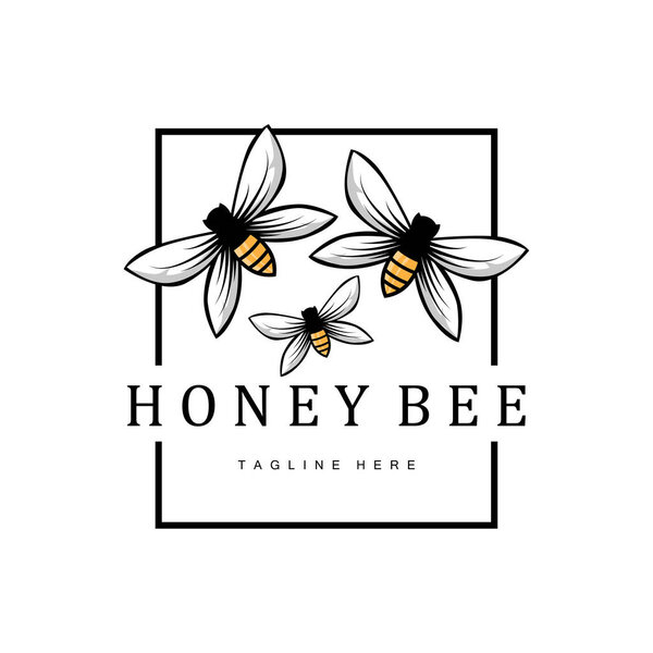 Символ логотипа медоносной пчелы простой дизайн черный силуэт