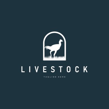 Tavuk logosu vintage tasarım çiftlik hayvanı tavuk konsepti basit siluet siyah çizim şablonu
