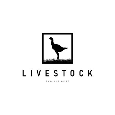 Tavuk logosu vintage tasarım çiftlik hayvanı tavuk konsepti basit siluet siyah çizim şablonu