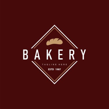Lezzetli pastane yemek tasarımı ekmek logosu basit bir konsept çizim sembolü