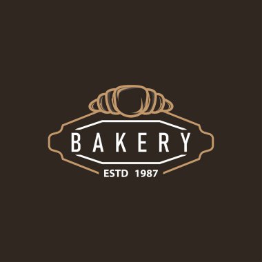 Lezzetli pastane yemek tasarımı ekmek logosu basit bir konsept çizim sembolü