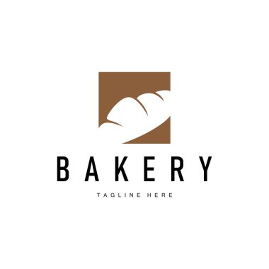 Lezzetli pastane yemek tasarımı ekmek logosu basit bir konsept çizim sembolü