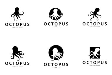 Ahtapot Logosu Basit Hat Tasarımı Deniz Hayvanı Japon Deniz Ürünleri İçindekiler Simgesi İllüstrasyonu