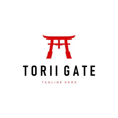 Japon Torii kapısı logosu minimalist konsepte sahip Japon tarihi geçidi basit siluet tapınak ikonu tasarımı
