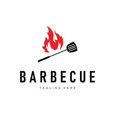 Izgara gıda tasarımı bbq logosu Basit ateş barbeküsü çizimi