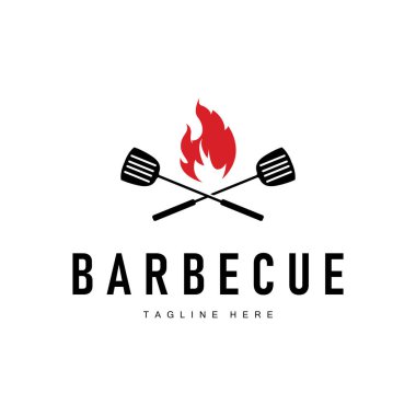 Izgara gıda tasarımı bbq logosu Basit ateş barbeküsü çizimi