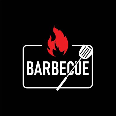 Izgara gıda tasarımı bbq logosu Basit ateş barbeküsü çizimi