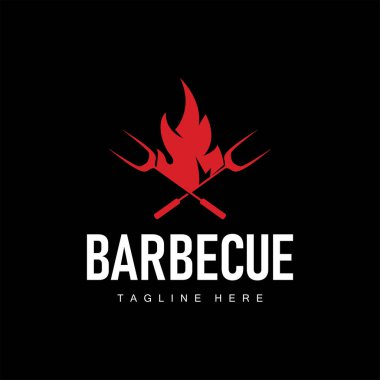Izgara gıda tasarımı bbq logosu Basit ateş barbeküsü çizimi