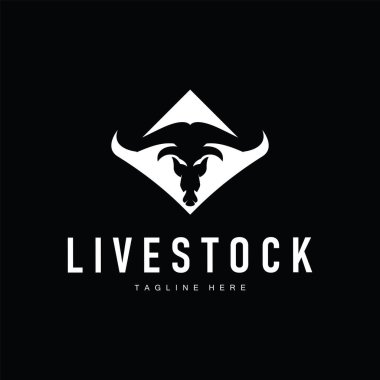 Longhorn logosu basit şablon konseptiyle çiftlik sembolü tasarımı çizimi