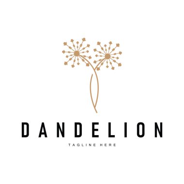 Karahindiba logosu konsepti duvar kağıdı arkaplan tasarımı çizimi karahindiba bitki şablonu uçuşu