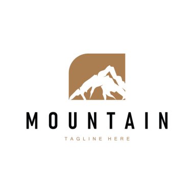 Basit dağ logosu silueti doğa resmetme şablonuna sahip minimalist macera tasarımı
