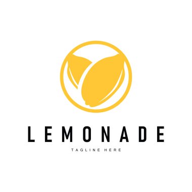 Taze limon meyvesi logosuna sahip tasarım. Basit tarla bahçesi meyve örnekleme şablonu.