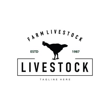 Premium kalite tasarım konsepti tavuk logosu sembolü çiftliği ve çiftlik hayvanı vintage basit