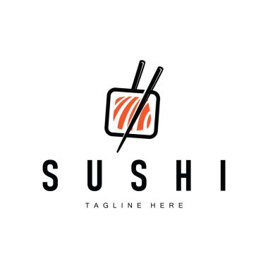 Japon Çin yemeği tasarımı suşi logosu ve yemek işi, restoran, suşi şablonu çizimi için yemek çubuğu silueti konsepti.