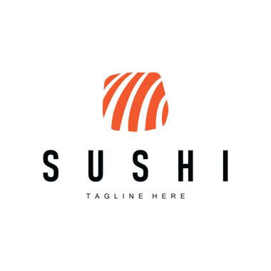 Japon Çin yemeği tasarımı suşi logosu ve yemek işi, restoran, suşi şablonu çizimi için yemek çubuğu silueti konsepti.