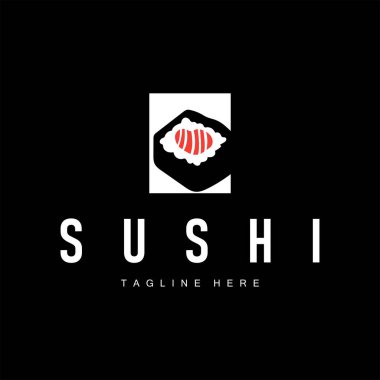 Japon Çin yemeği tasarımı suşi logosu ve yemek işi, restoran, suşi şablonu çizimi için yemek çubuğu silueti konsepti.