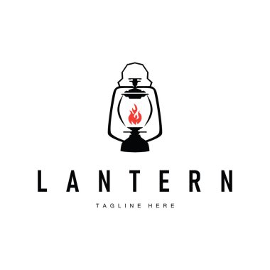 Grafik sembolü el çizimi logo fener lambası basit minimalist antika eski konsept çizim şablonu