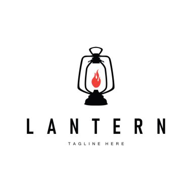 Grafik sembolü el çizimi logo fener lambası basit minimalist antika eski konsept çizim şablonu