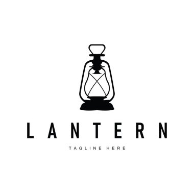 Grafik sembolü el çizimi logo fener lambası basit minimalist antika eski konsept çizim şablonu