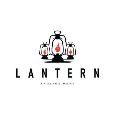 Grafik sembolü el çizimi logo fener lambası basit minimalist antika eski konsept çizim şablonu