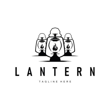 Grafik sembolü el çizimi logo fener lambası basit minimalist antika eski konsept çizim şablonu