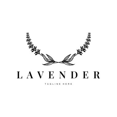 Güzel ve basit minimalist lavanta çiçeği bitkilerinin yer aldığı lavanta logosu.