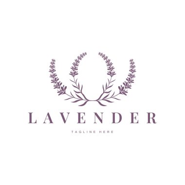 Güzel ve basit minimalist lavanta çiçeği bitkilerinin yer aldığı lavanta logosu.