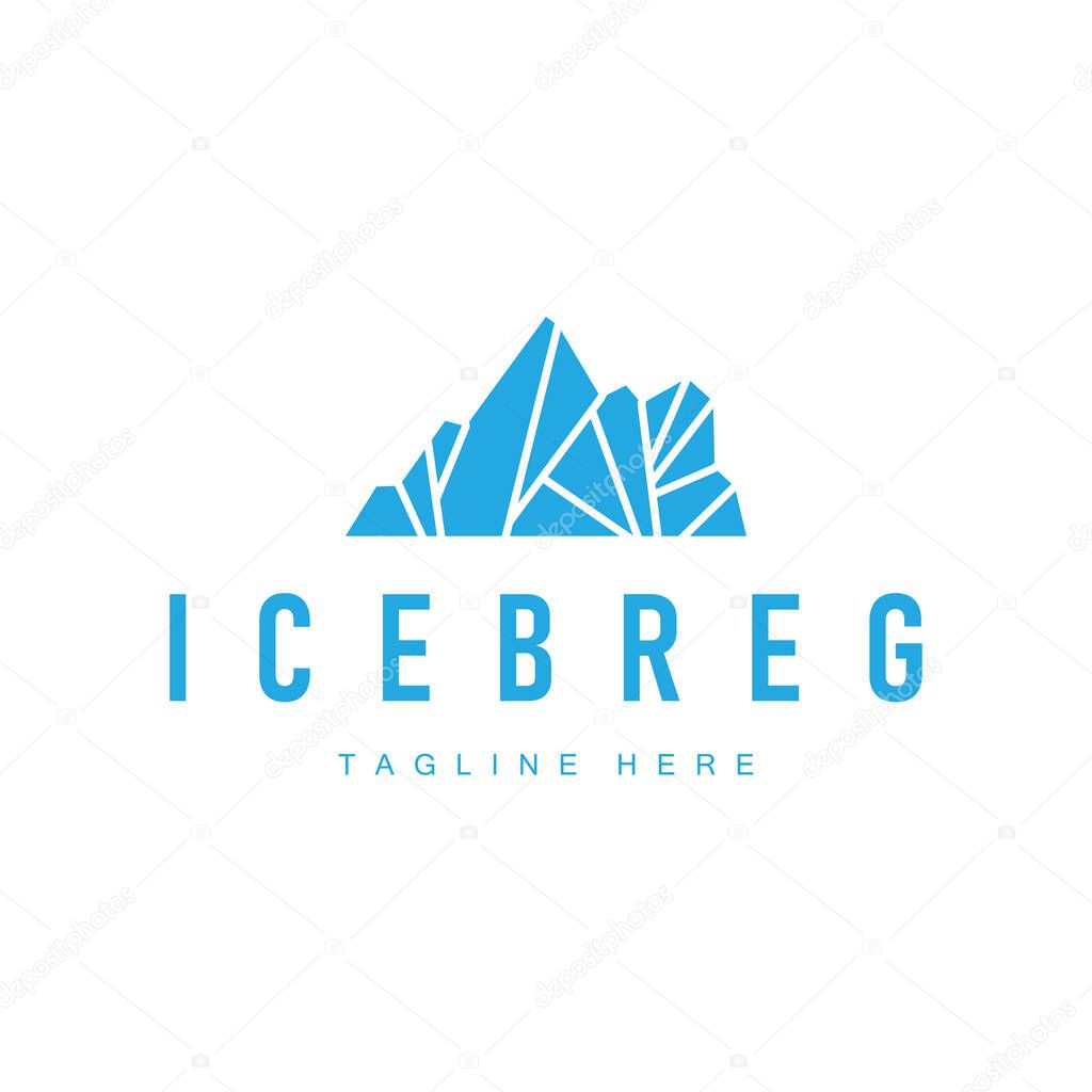 Icebreg logo design antarctic iceberg concept with a simple minimalist concept of natural scenery with natural mountain symbols