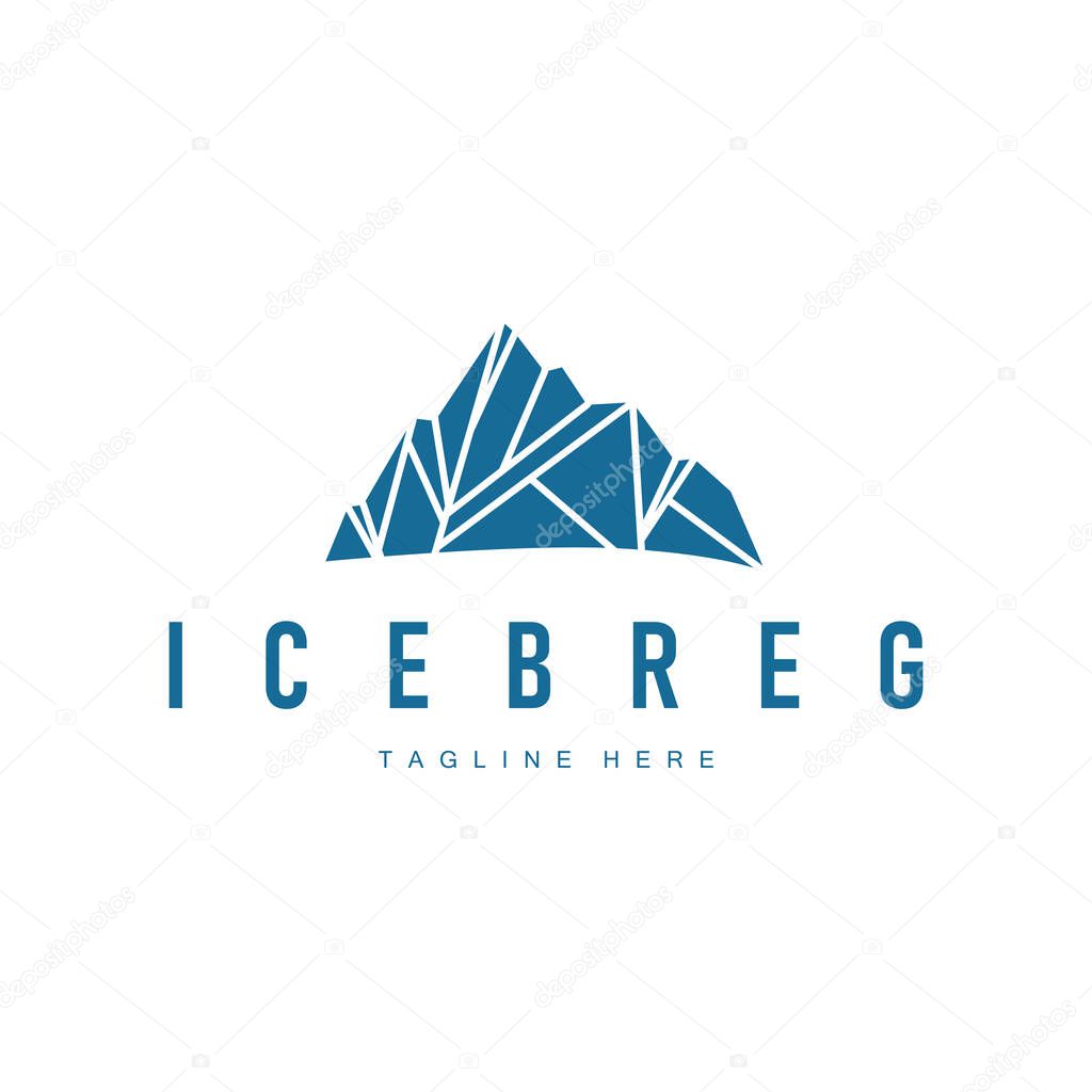 Icebreg logo design antarctic iceberg concept with a simple minimalist concept of natural scenery with natural mountain symbols