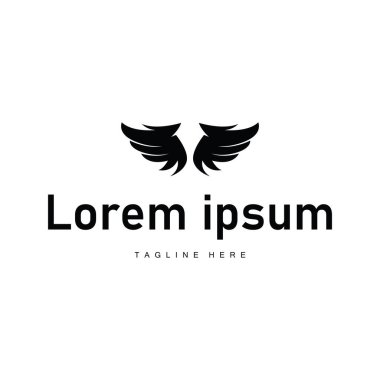 kanat logosu siyah siluet tasarımı minimalist hayvan kanatları iş sembolü veya ürün markası şablonu için basit siyah konsept