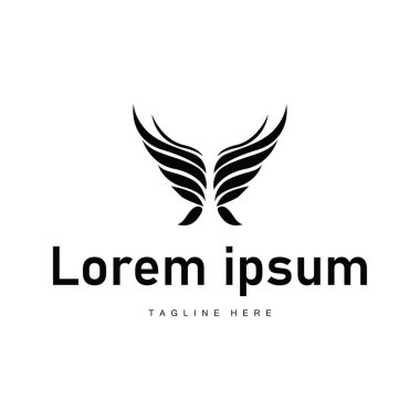 kanat logosu siyah siluet tasarımı minimalist hayvan kanatları iş sembolü veya ürün markası şablonu için basit siyah konsept