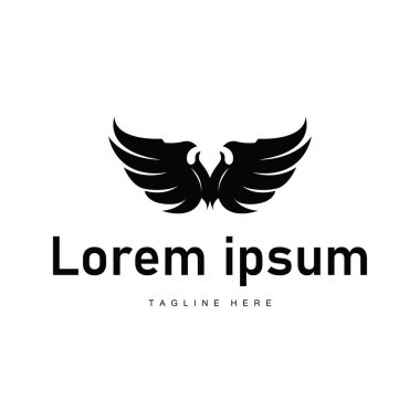 kanat logosu siyah siluet tasarımı minimalist hayvan kanatları iş sembolü veya ürün markası şablonu için basit siyah konsept