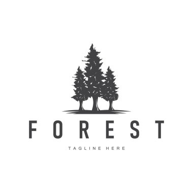 Basit tasarım logosu orman konsepti vahşi doğa yoğun orman macera seyahat ormanı sembolü doğa markasının çizimi