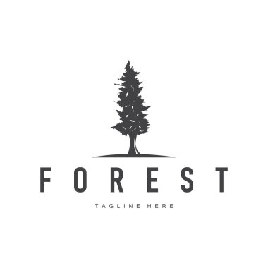 Basit tasarım logosu orman konsepti vahşi doğa yoğun orman macera seyahat ormanı sembolü doğa markasının çizimi