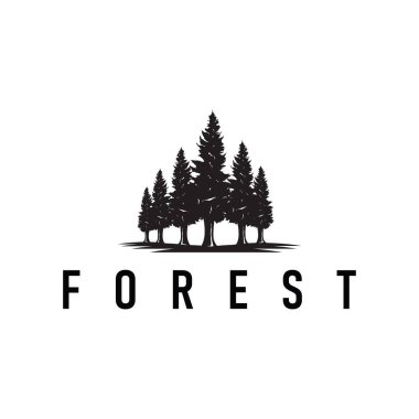 Basit tasarım logosu orman konsepti vahşi doğa yoğun orman macera seyahat ormanı sembolü doğa markasının çizimi