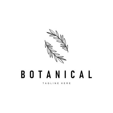 Botanik logo tasarımı konsepti. Sembol veya dekorasyon olarak uygun doğal gücün basit çizgi çizim sembolü. 