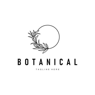 Botanik logo tasarımı konsepti. Sembol veya dekorasyon olarak uygun doğal gücün basit çizgi çizim sembolü. 